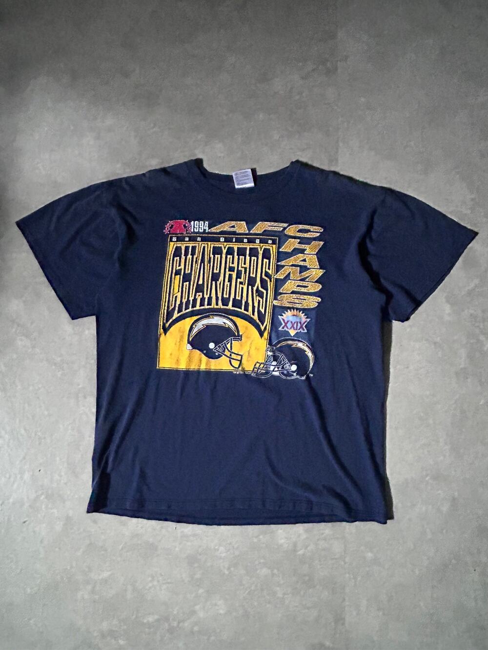 1994 Vintage San Diego Chargers AFC Champion Navy T-Shirt -XL